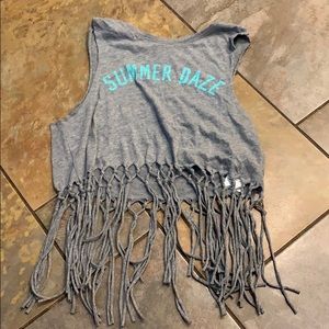 Hollister Womens XS Grey "Summer Daze" Fringe Tank